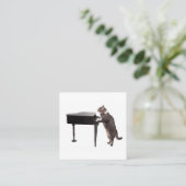 Cat Playing Piano Vierkante Visitekaartje (Staand voorkant)