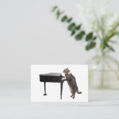 Cat Playing Piano Visitekaartje (Staand voorkant)