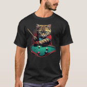 Cat Playing Pool Billiards Cool Funny Cats (2) T-shirt (Voorkant)