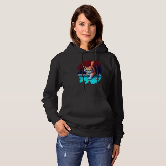 Cat Playing Pool Billiards in Lounge Cool  Cats 1 Hoodie (Voorkant volledig)