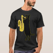 Cat Playing Saxophone Cool Wind Instrument Sax T-shirt (Voorkant)
