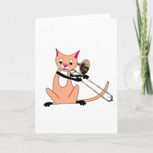Cat Playing the Trombone Kaart