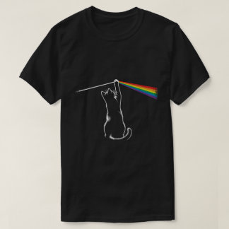 Cat Playing With Light | Minimal Rainbow Design T-shirt