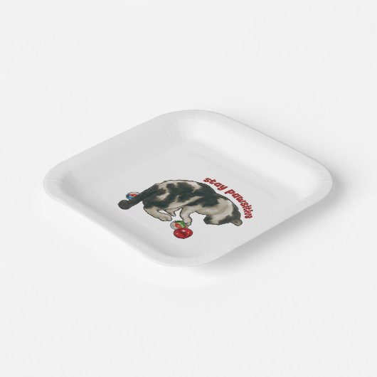 Cat Playing with MARBLES, Stay Pawsitive, Pun Papieren Bordje (Gebogen)