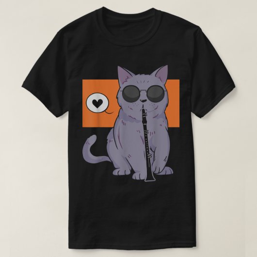 Cat Plays Clarinet Kat Marching Band Clarinet  T-shirt (Design voorkant)