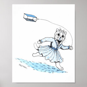 Cat Plays Kite, Louis Wain Poster