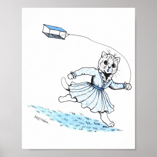 Cat Plays Kite, Louis Wain Poster (Voorkant)