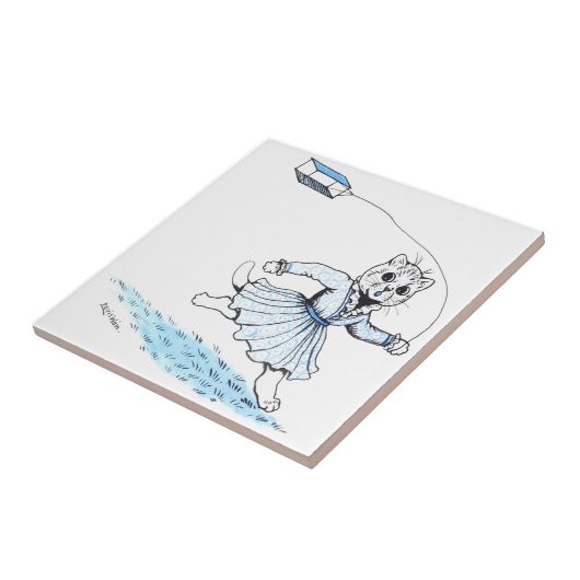 Cat Plays Kite, Louis Wain Tegeltje (Zijkant)