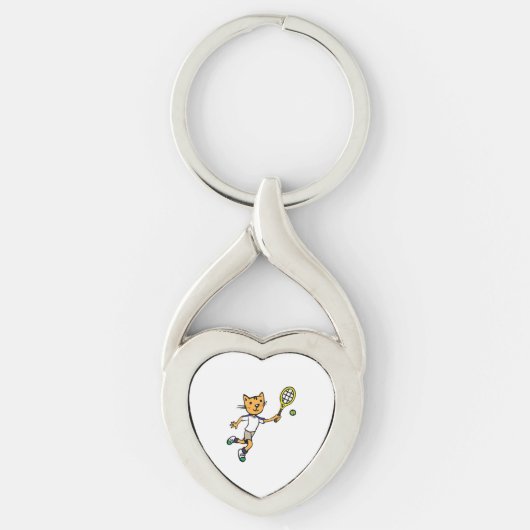 Cat plays tennis  sleutelhanger (Voorkant)