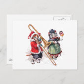 Cat Plays Trombone in the Snow Briefkaart (Voorkant / Achterkant)