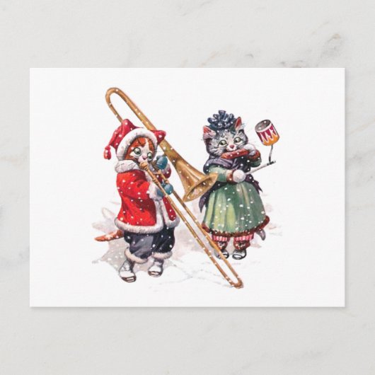 Cat Plays Trombone in the Snow Briefkaart (Voorkant)