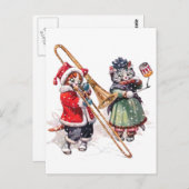 Cat Plays Trombone in the Snow Briefkaart (Voorkant / Achterkant)