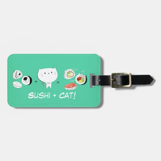 Cat plus Sushi is gelijk aan Cuteness! Bagagelabel (Voorkant horizontaal)