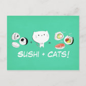 Cat plus Sushi is gelijk aan Cuteness! Briefkaart (Voorkant)