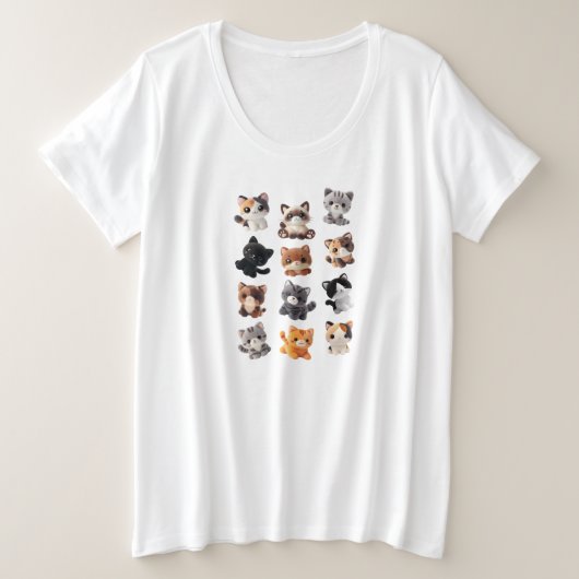 Cat Plush Speelgoed Collectie Grote Maat T-shirt (Design voorkant)