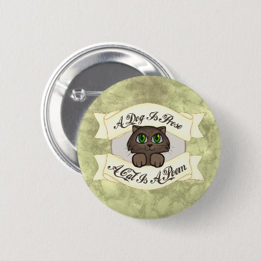 Cat Poem Ronde Button 5,7 Cm (Voorkant /achterkant)