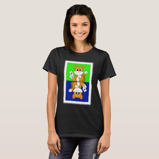 Cat Poker kaarten T-shirt (Voorkant volledig)