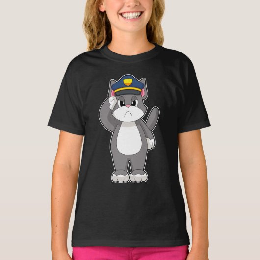 Cat politieagent t-shirt (Voorkant)