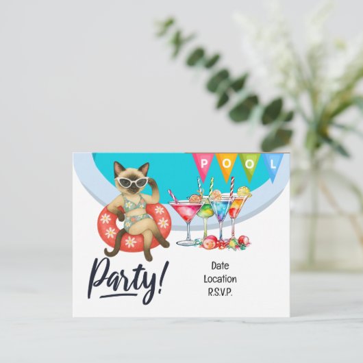 Cat Pool Party for Cat lovers Briefkaart (Staand voorkant)