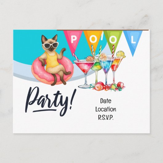 Cat Pool Party for Cat lovers Briefkaart (Voorkant)