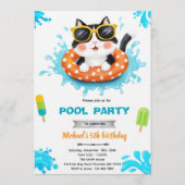 Cat pool party invitation kaart (Voorkant)