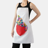 Cat Pop Art Style Kitty On A Heart Schort (Insitu)