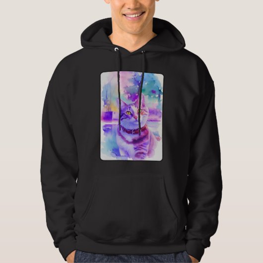 Cat Portrait Animal Beautiful Kitten Illustration Hoodie (Voorkant)