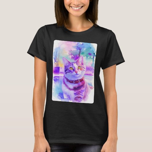 Cat Portrait Animal Beautiful Kitten Illustration T-shirt (Voorkant)