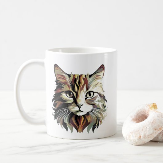 Cat Portrait Art Design Mok (Met donut)