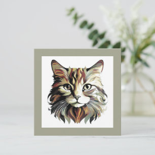 Cat Portrait Art Design Wenskaart Kaart