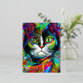 Cat Portrait Graffiti Art Psychedelic Folie Feestdagen Briefkaart (Staand Voorkant)