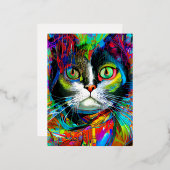 Cat Portrait Graffiti Art Psychedelic Folie Feestdagen Briefkaart (Voorkant / Achterkant)