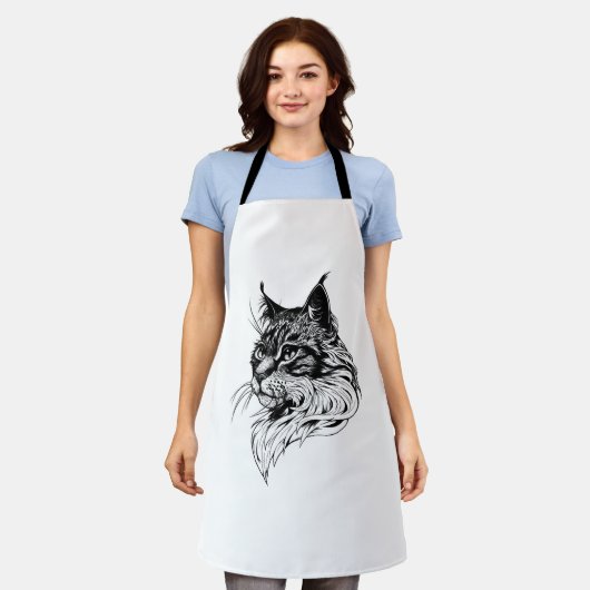 Cat Portrait hand-drawn Schort (Gedragen)