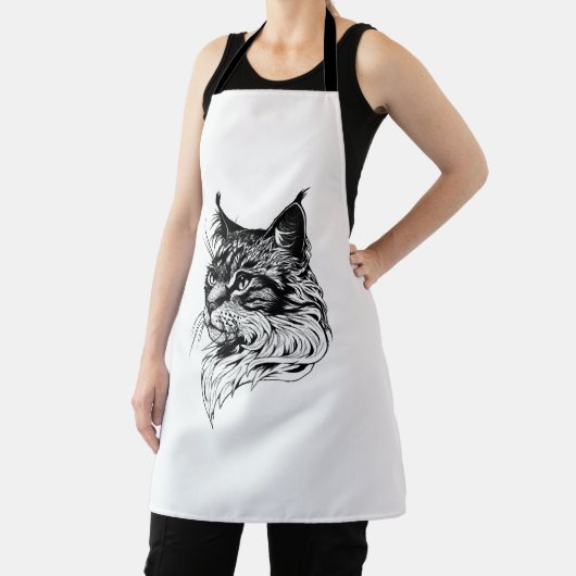 Cat Portrait hand-drawn Schort (Insitu)