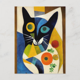 Cat portrait in expressionistic style. Art Briefkaart