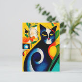 Cat portrait in expressionistic style. Classic Art Briefkaart (Staand voorkant)