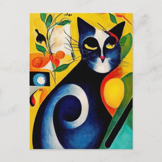 Cat portrait in expressionistic style. Classic Art Briefkaart (Voorkant)