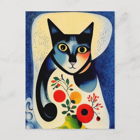 Cat portrait in expressionistic style. Classic Art Briefkaart (Voorkant)