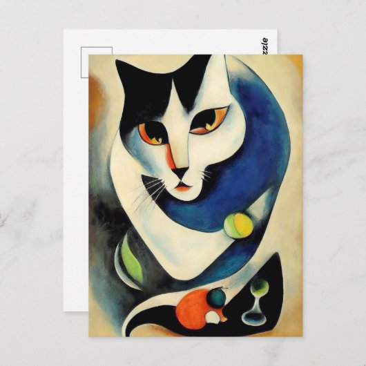 Cat portrait in expressionistic style. Classic Art Briefkaart (Voorkant / Achterkant)