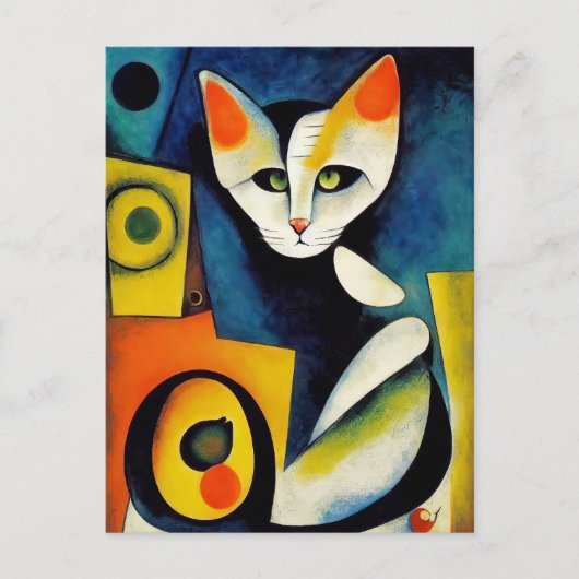 Cat portrait in expressionistic style. Classic Art Briefkaart (Voorkant)