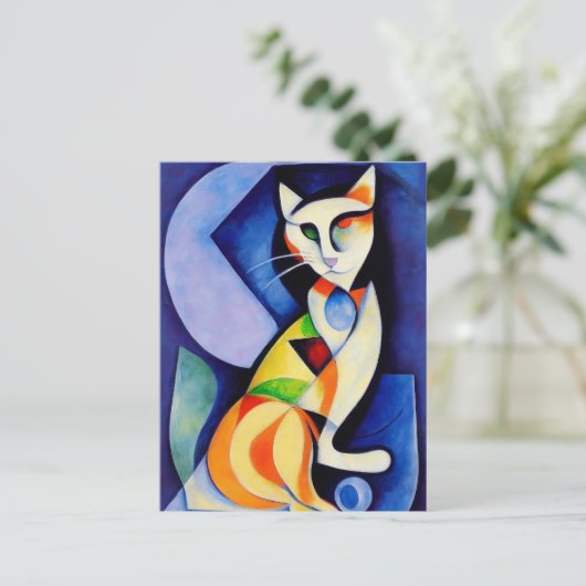 Cat portrait in expressionistic style. Classic Briefkaart (Staand voorkant)