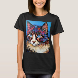 Cat Portrait Street Art Style T-shirt