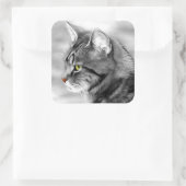 Cat Portrait Vierkante Sticker (Tas)
