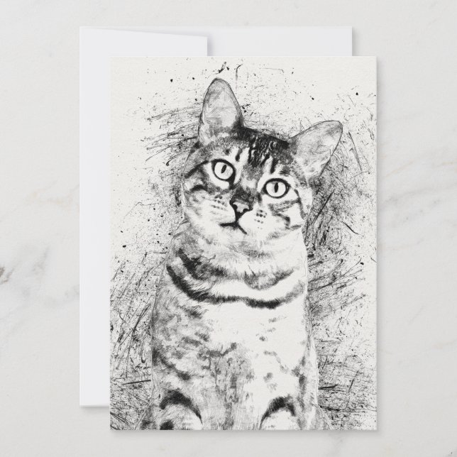 Cat Portret gemengd media op 5-inch x 7-inch tapes (Voorkant)