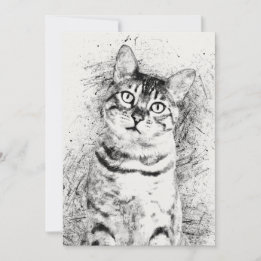 Cat Portret gemengd media op 5-inch x 7-inch tapes