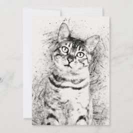 Cat Portret gemengd media op 5-inch x 7-inch tapes