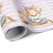 Cat Posing Yoga Cadeaupapier (Rol Hoek)