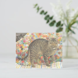 CAT POSTCARD ILLUSTRATION BRIEFKAART