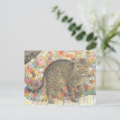 CAT POSTCARD ILLUSTRATION BRIEFKAART (Staand voorkant)
