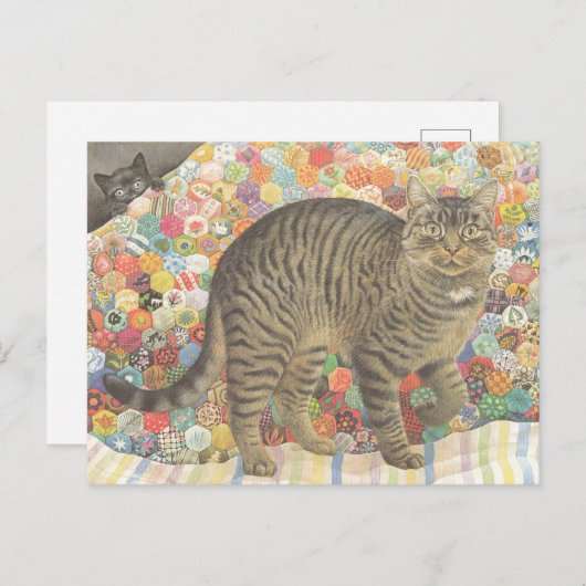 CAT POSTCARD ILLUSTRATION BRIEFKAART (Voorkant / Achterkant)